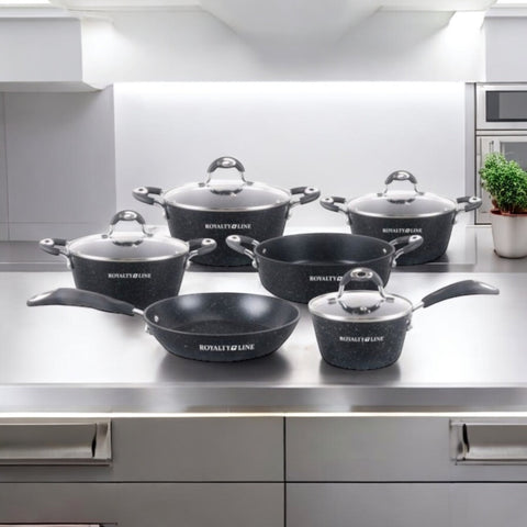 Set cratite 10 piese Royalty Line Invelis Marmura Negru Arta bucatariei