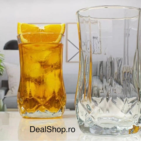 Set 12 Pahare Inalte din Sticla Kaveh River 330 ml Ideale pt terasa evenimente