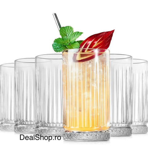 Set 4 pahare Elysia Long Drink 365 ml din sticlă – pahare pentru cocktailuri, sucuri și băuturi răcoritoare