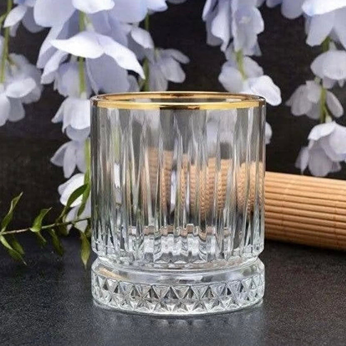 Set 4 pahare Elysia Gold din sticla 355 ml cu margine aurie