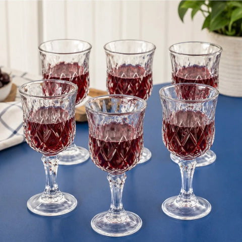 Set 6 pahar cu picior din sticlă 16 cm, Morano Rayan 180 ml