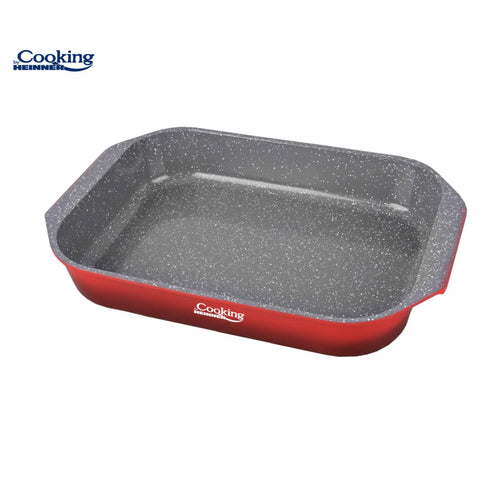 Tava Cooking by Heinner Red Line, 39.5 x 26 cm din aluminiu turnat cu acoperire ceramică gri – rezistentă și ideala pentru gătit sănătos