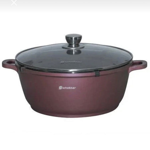 Cratita 25 litri ceramică Schmitter 44 cm cu capac din sticla aluminiu turnat compatibila cu toate sursele de căldură – Burgundy Chef