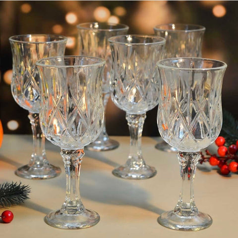 Set 6 pahar cu picior din sticlă 16 cm, Morano Rayan 180 ml