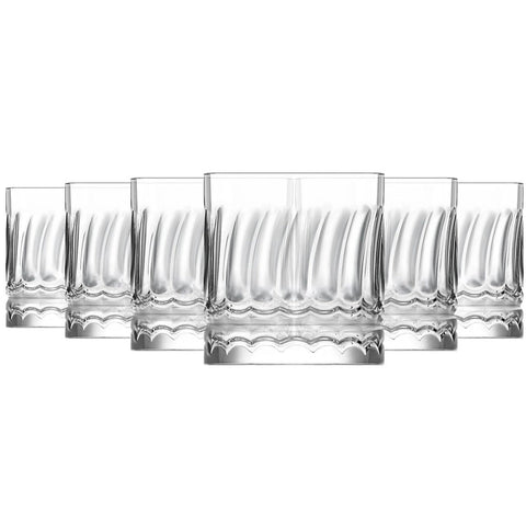 Set 6 pahare sticlă 330 ml Wave430 pahare whisky și cocktail design modern cu relief ondulat rezistente elegante