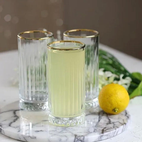 Set 4 pahare Elysia Gold din sticlă, 280 ml cu margine aurie