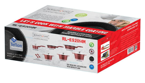 Set cratite 14 piese invelis marmura Royalty Line Premium de lux Rosu cu Negru