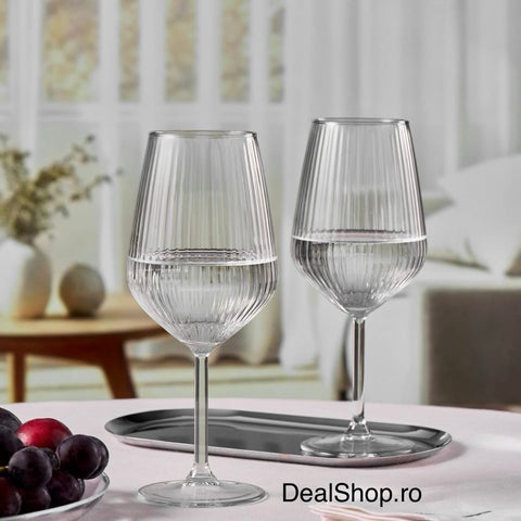 Set 6 Pahare Vin Allegra Focus 350 ml – Design striat sticla Premium