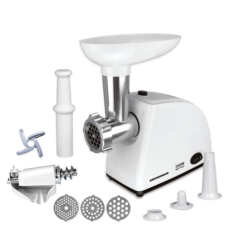 Masina de tocat Heinner MG-W1200R, 1360W, 1.5 kg/min, accesoriu rosii, accesoriu carnati, cutit inox, 3 site taiere