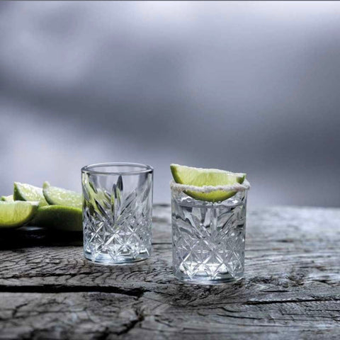 Set 12 pahare Timeless – 295 ml + 205 ml + 60 ml, sticlă groasă transparentă model gravat