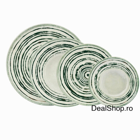 Serviciu de Masa din Porțelan Verde Rustico 48 Piese pentru 12 Persoane Design Pictural Circular Eleganta Rustica și Stil Modern 187