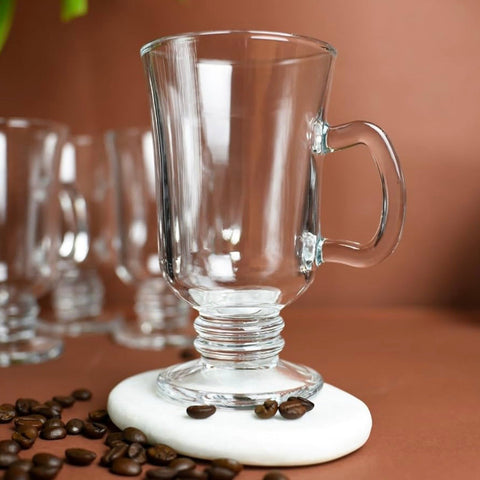 Set 6 căni din sticlă cu picior 230 ml Royal Mug – Căni Cafea, Cappuccino, Latte