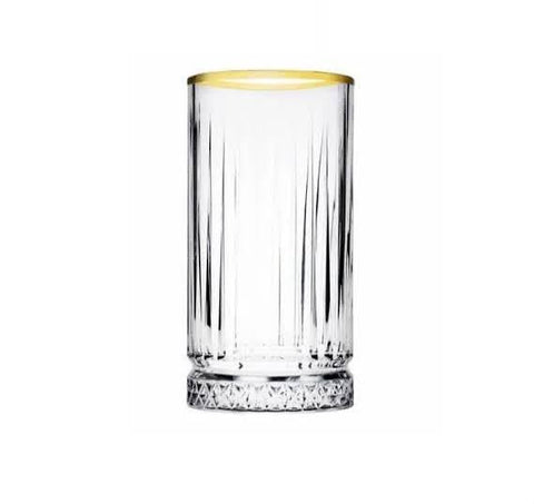 Set 4 pahare Elysia Gold din sticlă, 280 ml cu margine aurie