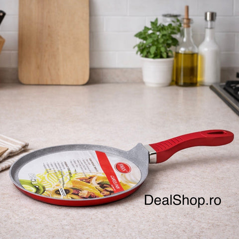 Tigaie pentru clătite SWAN 24 cm, strat marmorat antiaderent inducție roșu – Pancake Pan