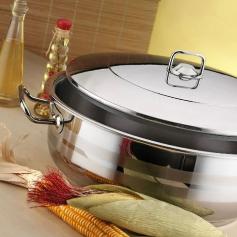 Cratita 37 litri inox profesionala cu capac Gastro, fund dublu 50 x 20 cm