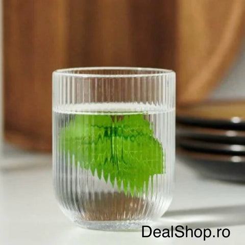 Set 18 Pahare din Sticlă Mansoura Alex 250 ml Design Modern cu Textură în Dungi CADOUL PERFECT