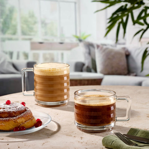 Set 6 Cești din Sticlă Bricks 320 ml, Rezistente, Elegante, Ideal pentru Cafea