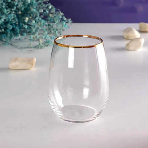 Set 6 pahare Amber Gold 350 ml – margine auriu, sticla premium eleganta