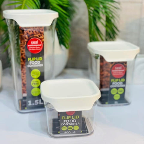 Set 3 Recipiente Cutii Alimentare din Plastic cu Capac Etanș 500 ml 1 litru și 1.5 litri Pastrare Cereale și Alimente