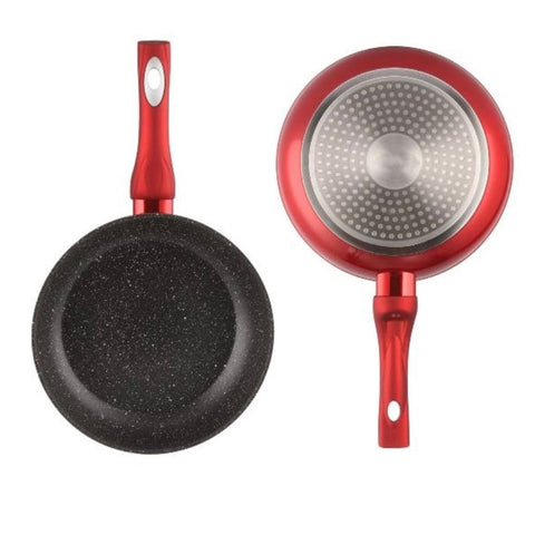 Set 3 Tigai cu invelis din marmura Royalty Line Red– Diametru 20 cm 24 cm și 28 cm Antiaderente pentru Gatit Sănatos și Uniform