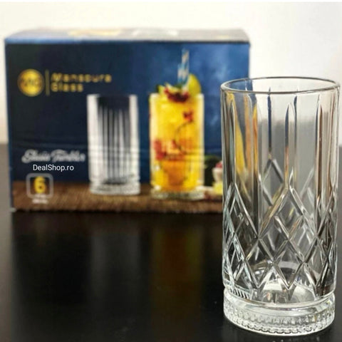 Set 6 pahare din sticla Mansoura Timeless 300 ml Design elegant și durabil Cadoul ideal