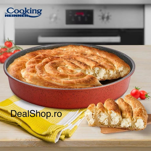 Tavă copt rotundă Heinner 40×7 cm – acoperire ceramica  2 straturi coacere uniformă gateste sanatos