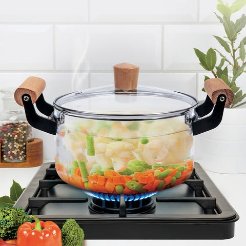 Cratita sticla borosilicata 2.5 Litri cu capac – rezistenta la temperaturi înalte ideală pentru gătit sănătos