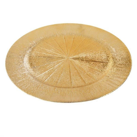 Platou Decorativ Rotund din Plastic Auriu cu Model Ø 30 cm