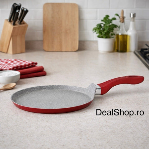 Tigaie pentru clătite SWAN 24 cm, strat marmorat antiaderent inducție roșu – Pancake Pan