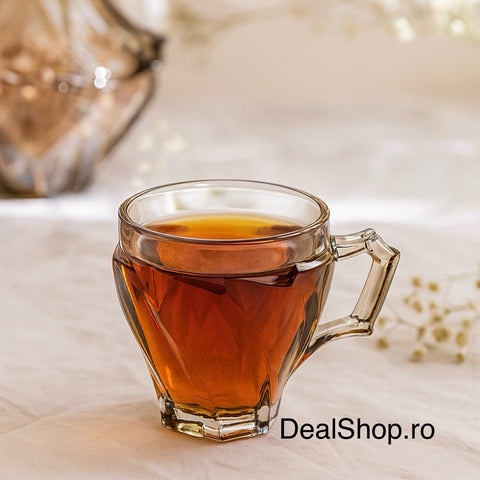 Set 6 Cești din Sticlă Rezistentă 240 ml Ebby– Eleganță și Durabilitate pentru Cafea sau Ceai