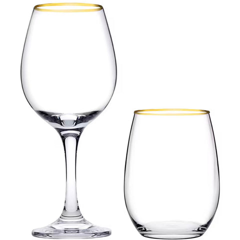 Set 6 Pahare Vin Amber Gold 365 ml – Sticla premium margine auriu eleganta