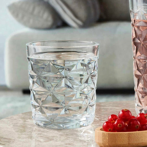 Set 4 Pahare Estrella 305 ml – Sticlă groasă cu design geometric elegant ideale pentru whisky, apă sau cocktailuri
