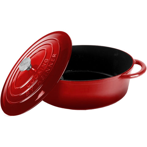 Cratita ovală fontă emailată 6L cu capac Cooking by Heinner Red Line – 33.5×26×12 cm vas profesional gătit la cuptor & plită