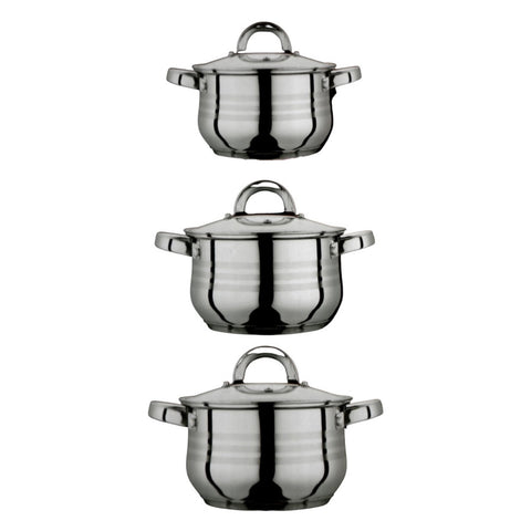 Set Oale Inox 6 Piese cu Capace – 2.8L, 3.8L, 6.5L  Fund Multistrat Capsule 3 Straturi SW05A