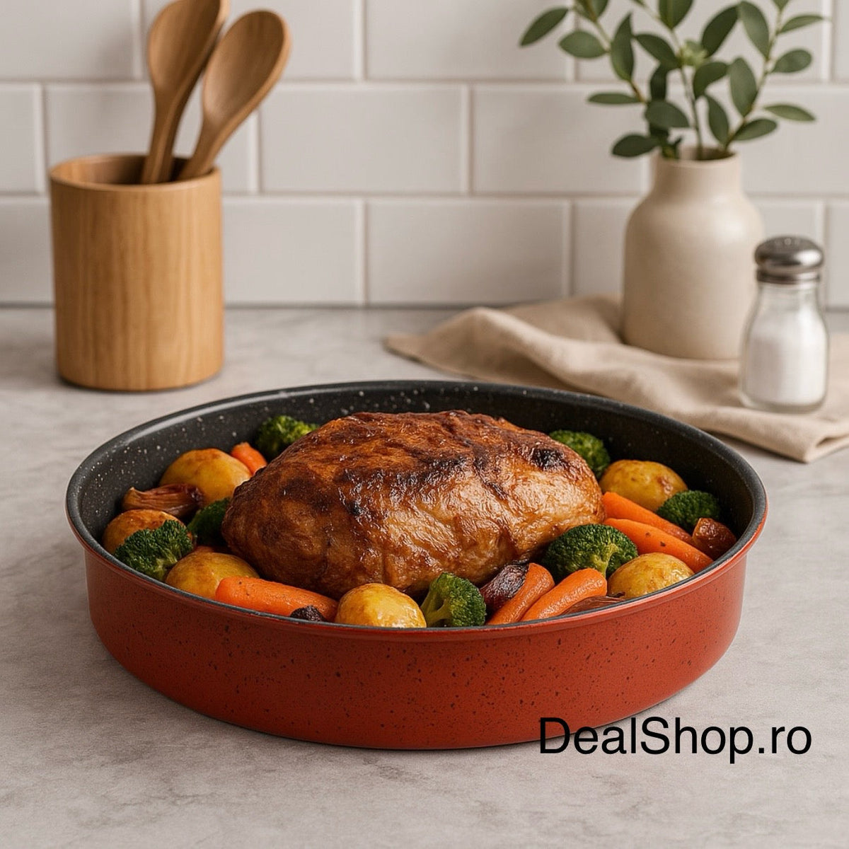 Tava copt rotunda Heinner 35×7 cm – acoperire ceramica 2 straturi coacere uniform