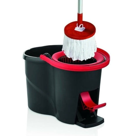 Găleată cu Pedală 15 Litri și Mop Rotativ cu Coada Reglabilă – Rezervă Inclusă, Sistem Centrifugare