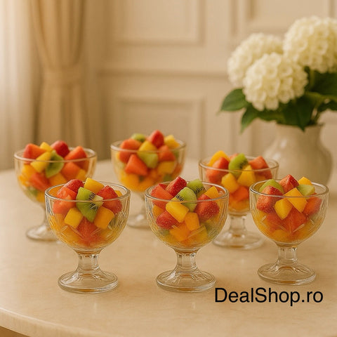 Set 6 cupe sticla pt înghetata/salată fructe 300 ml Sonia terasa piscina evenimente