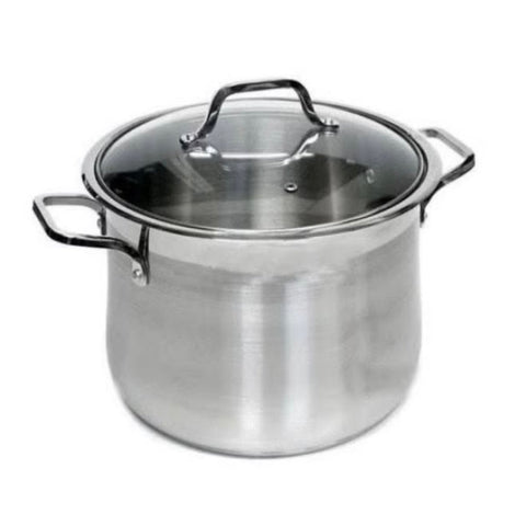 Oala inox 14 litri fund triplu capac din sticla, Swan-Belly 28 x 22 cm