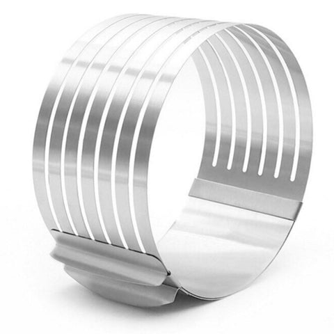 Inel ajustabil pentru tort 24-30cm, inox, 6 spatii pentru feliere, argintiu
