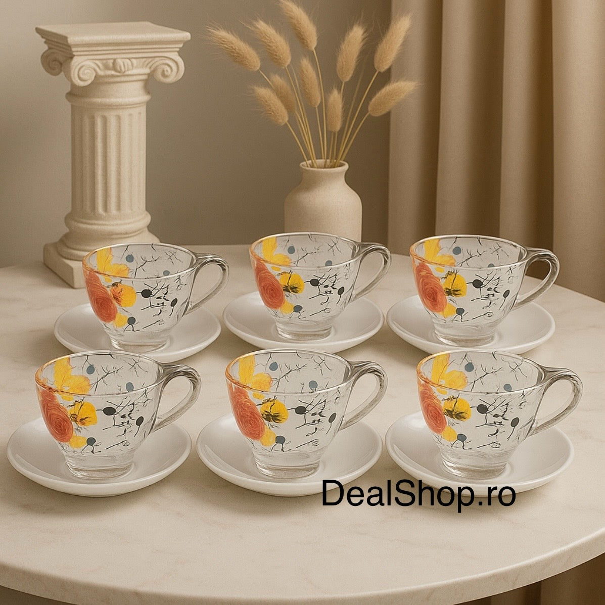 Cești de Ceai și Cafea din Sticlă, 200 ml– Set 6 Bucăți Galaxy, Design Elegant