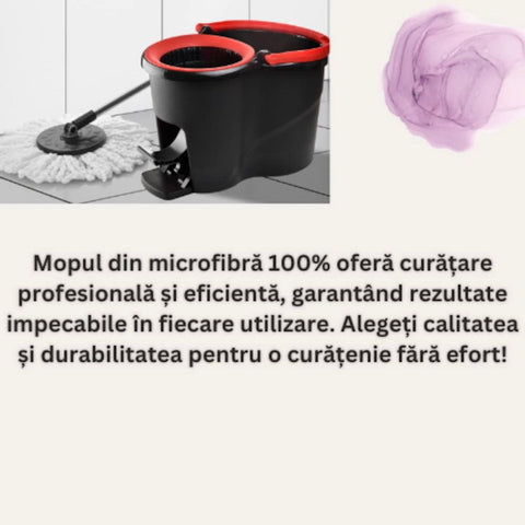 Găleată cu Pedală 15 Litri și Mop Rotativ cu Coada Reglabilă – Rezervă Inclusă, Sistem Centrifugare