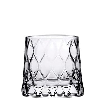 Set 12 pahare Leafy 300 ml sticla groasa transparenta design elegant cu model în relief pentru whisky sau cocktailuri