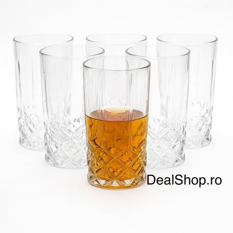 Set 6 Pahare Sticlă Kaveh 330 ml – Design Elegant, Ideal pentru Apă, Suc sau Cocktail