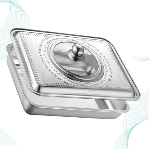 Tavă cuptor inox cu capac 35x26x7 cm, Vanora Home – tavă coacere prăjituri, friptură, lasagna