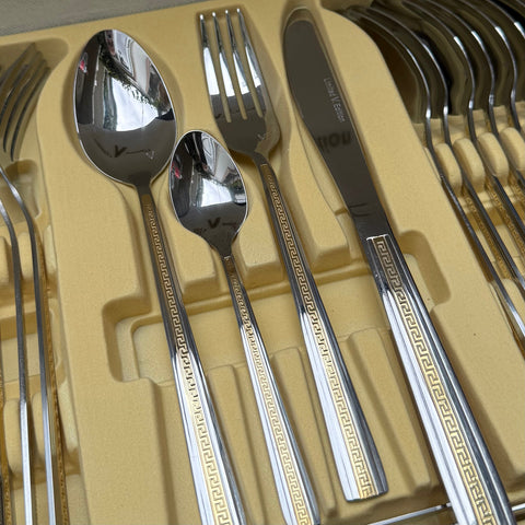 Set tacamuri 72 piese Limited Edition LV 1005 din otel inoxidabil  Serviciu Elegant pentru 12 Persoane cu Valiza Premium