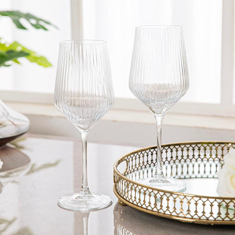 Set 6 Pahare Vin Allegra Focus 350 ml – Design striat sticla Premium
