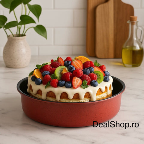 Tavă cuptor rotundă Heinner 30×10 cm – acoperire ceramică, 2 straturi, coacere uniformă