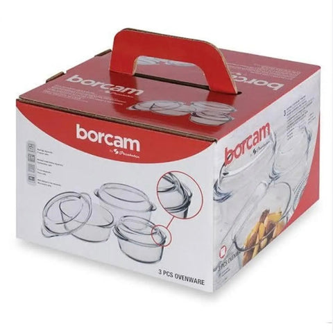 Set 3 vase din yena cu capac rotunde – Borcam, 0,84 litru 1,5 litri si 2,1 litri 159021