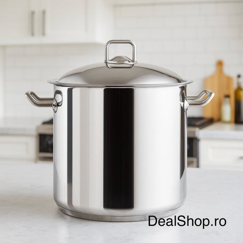 Oala 6 litri inox Arian cu capac, fund dublu 20 cm – Rezistenta Ideală pentru Gatit Zilnic