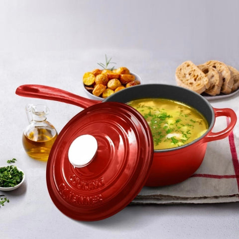 TIGAIE ADANCA FONTA EMAILATA + CAPAC 24 X 8 CM, 2.5 L, RED LINE, COOKING BY HEINNER, HR-KN-T24